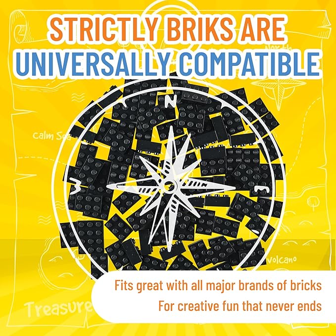 Strictly Briks Classic Bricks Starter Kit, Black, 96 Pieces, 2x3 Studs, Building Creative Play Set for Ages 3 and Up, 100% Compatible with All Major Brick Brands