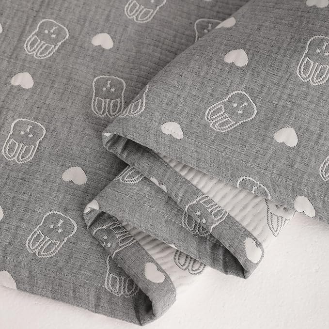 NTBAY 3 Layer Oversized Muslin Cotton Toddler Blanket, Jacquard Reversible Nursery Bed Blanket, Super Soft and Thermal for All Seasons, Baby Gift, 45"x60", Dark Grey Rabbit