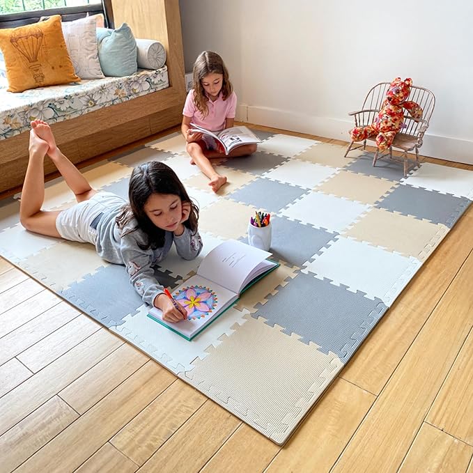 MioTetto Baby Play Mat, Soft Foam Floor Tiles for Kids. Adjustable Interlocking Foam Tiles, Fits with 74x74 Playpen Baby mat for Crawling & Development, Safe & Non-Toxic Playmat for Babies 6-12 Months