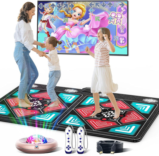 Dance Mat for Kids and Adults, Anti-Slip Wireless Electronic Dance Pad for TV, Wrinkle-Free, Soft & Cozy Playmat for Exercise & Games, Smart Camera & 2 Controllers, Gift idea（Classic Snowflake）