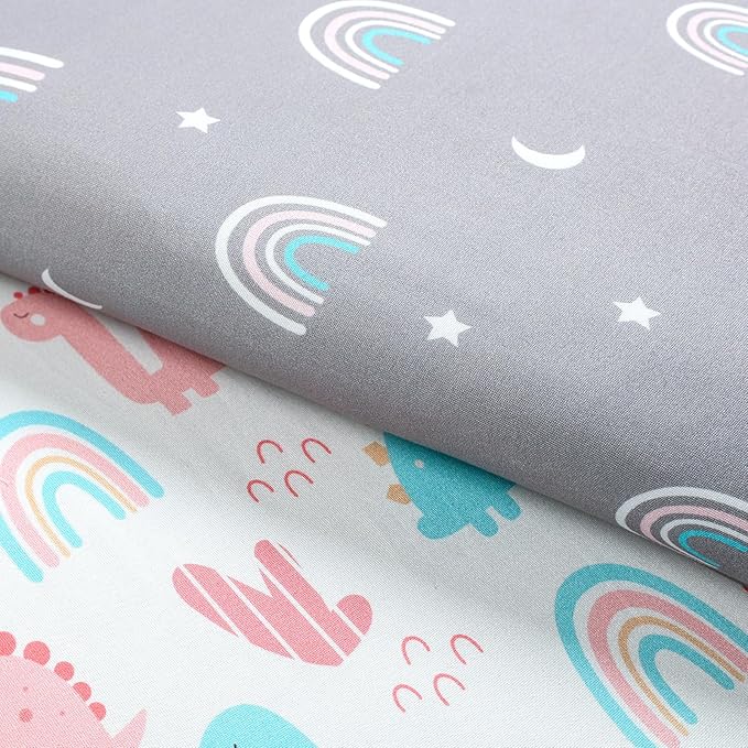 Bassinet Bed Sheet Set 2 Pcs Fits Rectangle Oval Halo Hourglass Mattress Stretch Bassinet Bed Sheet Soft and Comfortable (Deer Park) (Rainbow & Dinosaur)