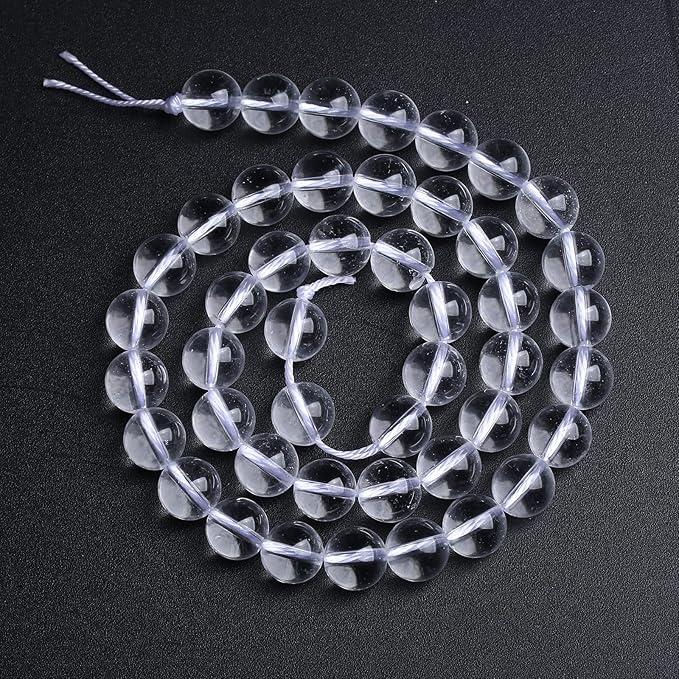 10MM 38PCS Natural Clear White Crystal Quartz Gemstone 3A Grade Round Loose Beads for Jewelry Making DIY Bracelet 1 Strand 15''