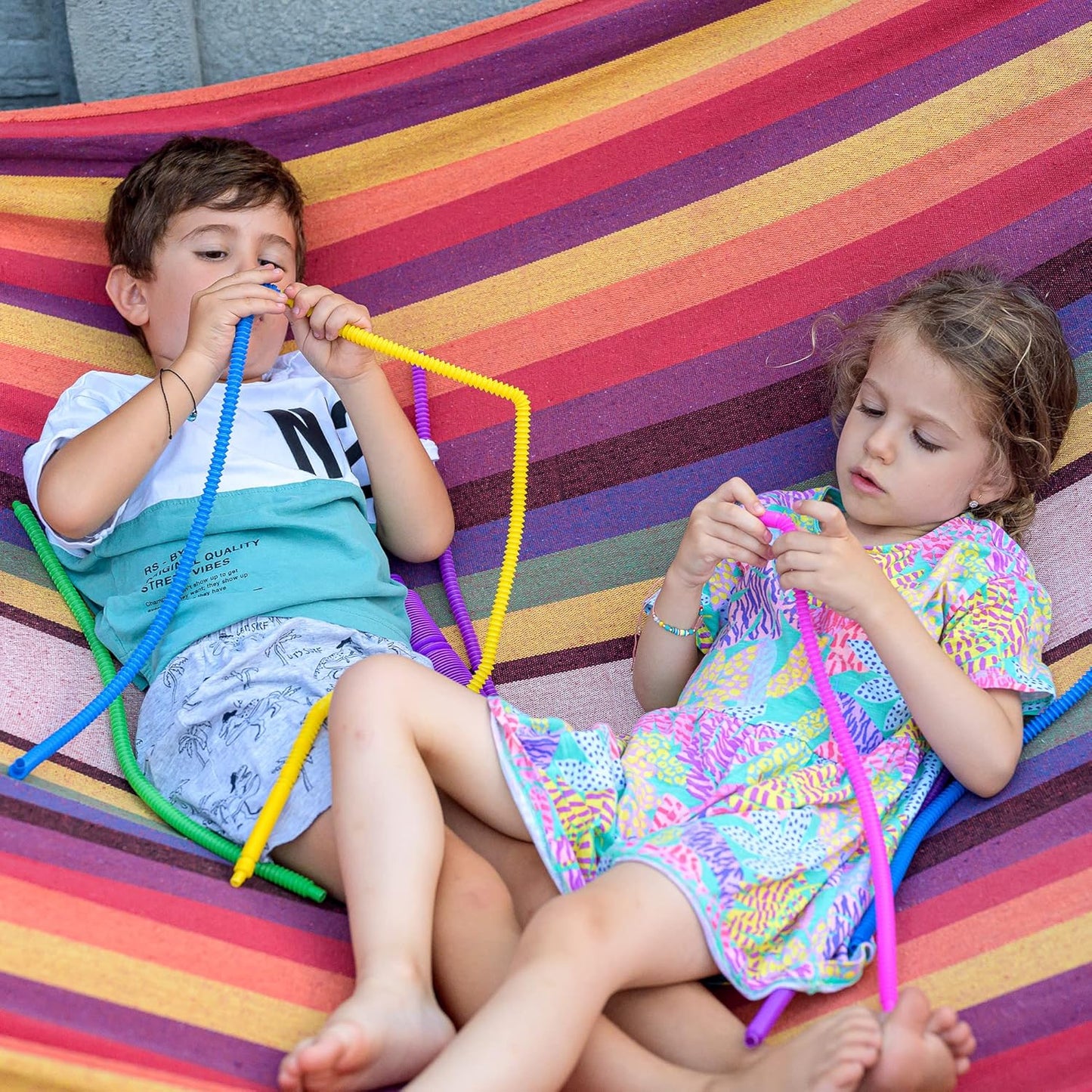 nutty toys 4pk Pop Tubes Sensory Toys (Large) Fine Motor Skills Learning Toddler Toy for Kids Top ADHD Autism Fidget 2024 Best Preschool Boy Girl Gift Idea Unique Christmas Toddler Stocking Stuffers