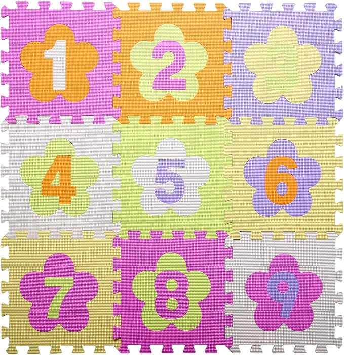 Coolcandy Baby Play Mat Without Fence, 9Pcs Interlocking Puzzle Floor Mat, 0.4" Thick Non-Toxic EVA Foam Play Mat, for Infants & Toddlers 3-36 Months, Soft Puzzle Tiles for Play Areas