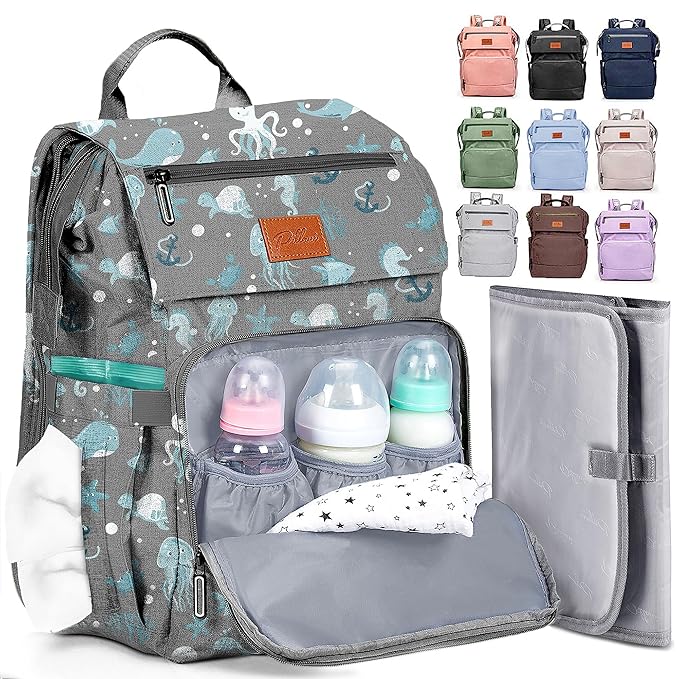 PILLANI Baby Diaper Bag Backpack - Large Bag for Boys & Girls, Waterproof Diaper Backpack - Travel Diaper Bags w/Changing Pad, Baby Registry Search & Shower Gifts - Essentials Must Haves Newborn Stuff
