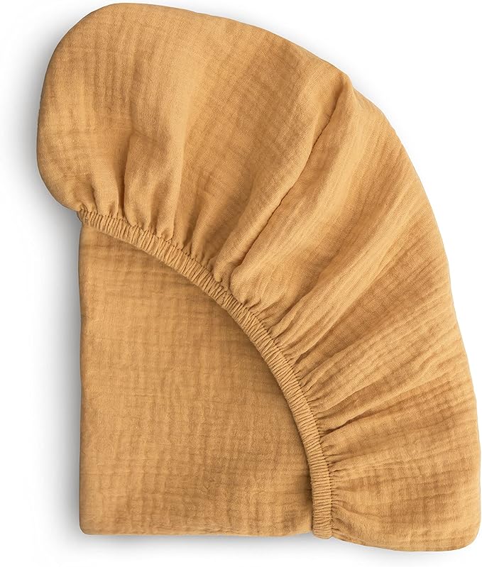 mushie Extra Soft Bassinet Muslin Crib Sheet | 30" x 16" (Fall Yellow)
