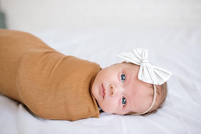 Copper Pearl Baby Swaddle Blanket - Premium Knit Baby Blanket, Large Soft Stretchy Receiving Blankets for Baby Boy and Girl, Swaddles for Newborn, Infant, and Toddler (Camel)