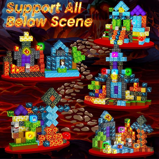 Magnetic Blocks 208 PCS Magnetic Building Blocks Cubes Gift Set for Boys and STEM Learning Preschool Learning Construction Toys