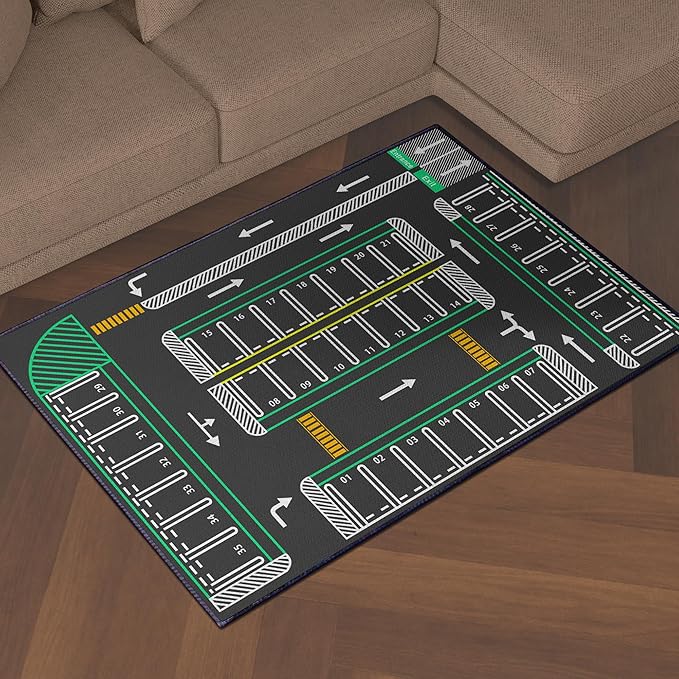 Play Mat 5'x 6'6" Traffic System Playmat Car Rugs for Toy Boys Carpet City Pretend Play Carpet Educational Road Traffic Play Mat for Bedroom Play Room Non-Slip Washable