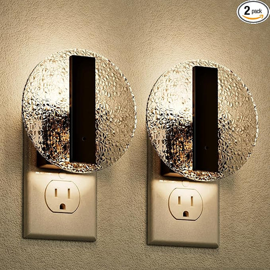 JandCase Night Light, LED Night Lights Plug into Wall, 3000K Warm White Nightlight with Dusk to Dawn Light Sensor, 0-100LM Adjustable Brightness, for Bathroom, Bedroom, Hallway, Stairs, 2 Pack