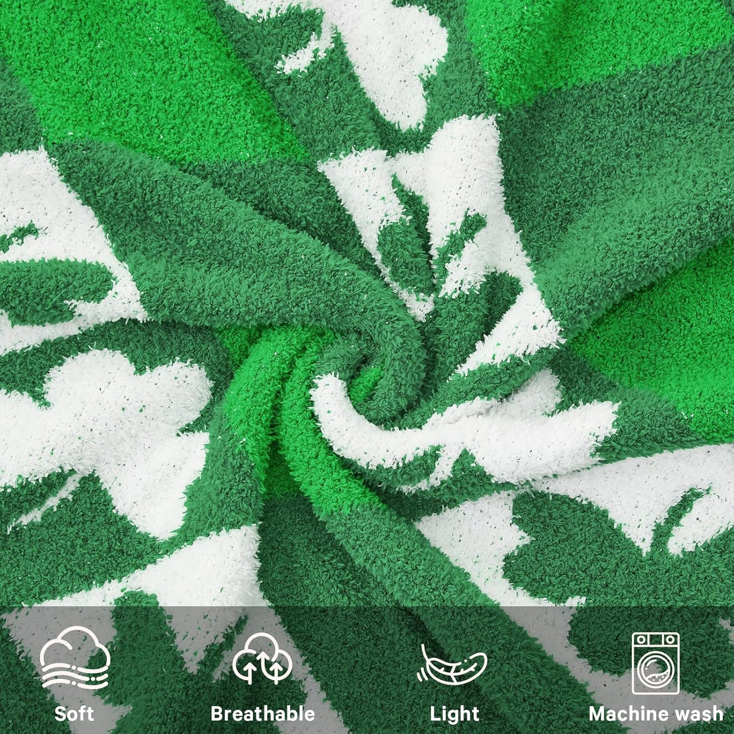 CYMULA St. Patrick's Day Knit Throw Blanket - Super Soft Lightweight Plush Shamrock Clover Blanket for Couch, Bed, Sofa, 50 x 60 Inches, Irish Green
