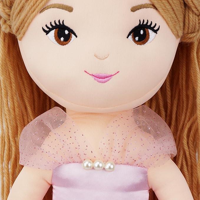 June Garden 30" XL Princess Seraphina Rainbowdream Soft Rag Doll - Adorable Stuffed Life Size Doll Gift for Girls - Pink Dress