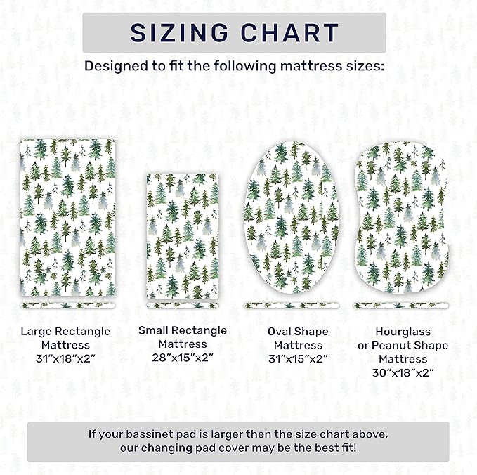 Baby Bassinet Sheets for Boy, Girl (Woodland Forest Animals) 2-Pack - Fitted Bedside Bassinet Sheets - Buttery Soft Cotton Blend for Standard Mattress Pad - Compatible with Halo BassiNest