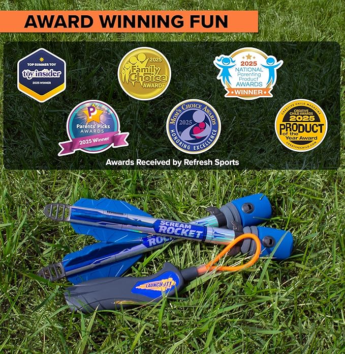Toy Rocket Launcher for Kids: Best Outdoor Toys Slingshot Rockets Launchers Air Foam Rockets Games for Boys & Girls All Ages. Party Favor Easter Basket Stuffers & Great Gifts for Ages 8 9 10 11 12 +