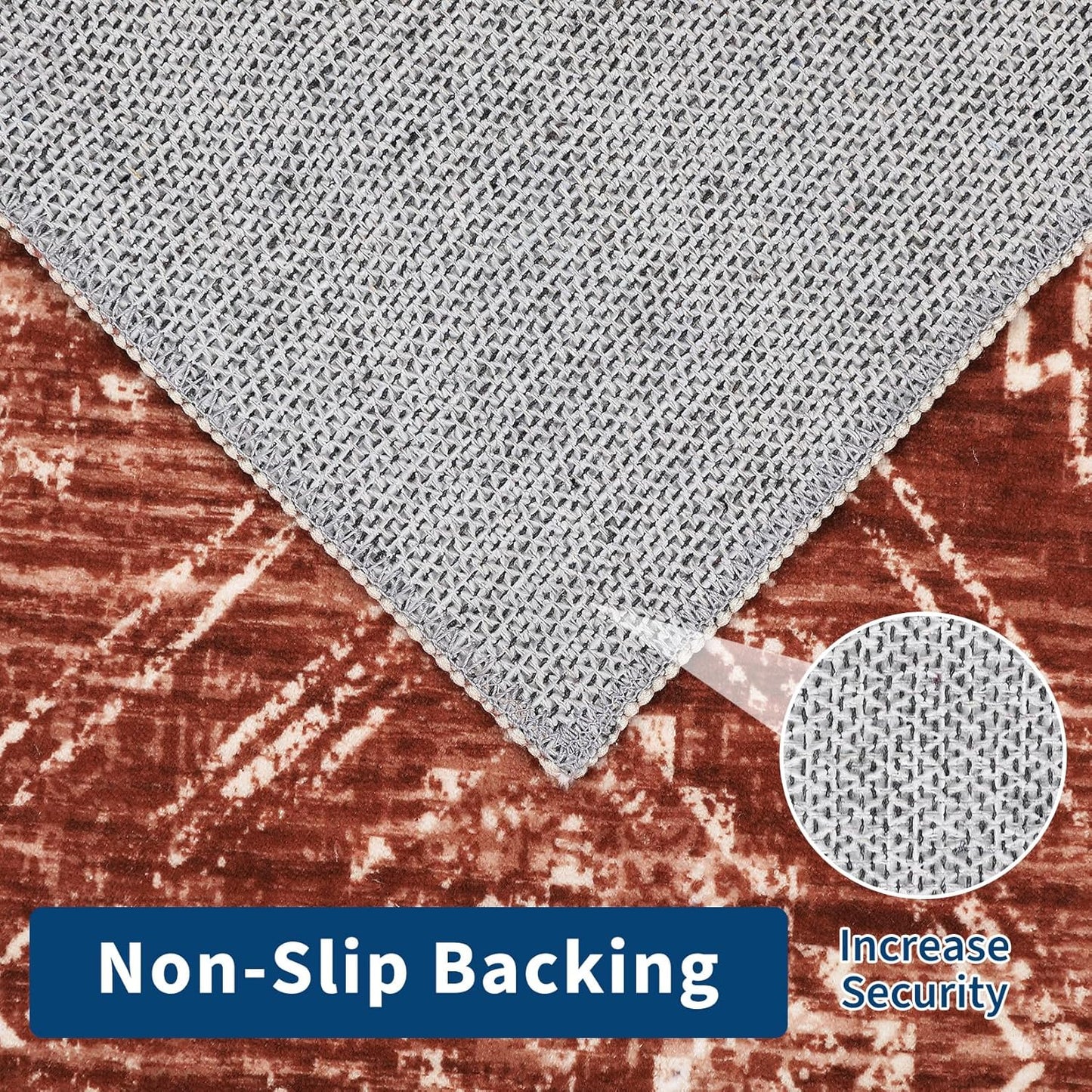 COZYLOOM 4x6 Area Rug Modern Indoor Area Rug Machine-Washable for Living Room or Bedroom Softness Foldable Carpet for Easy Storage Abstract Geometric Design Non Slip Stain Resistant Carpet, Brick Red