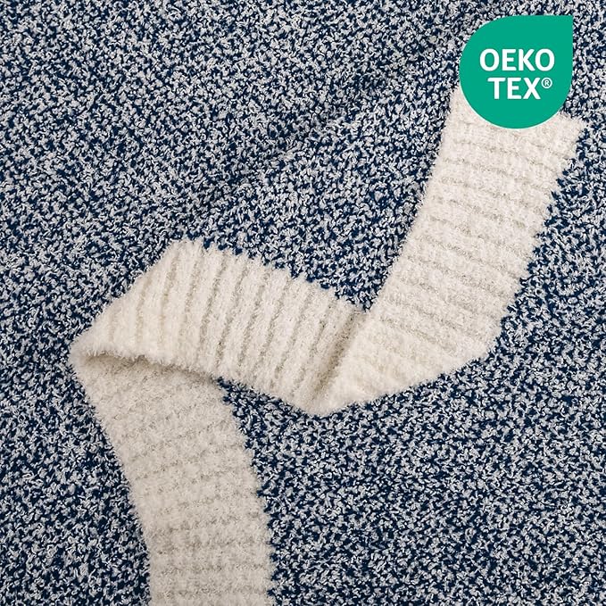 NEXHOME PRO Twin Size Soft Throw Blankets for Couch, Cozy Blankets Reversible Warm Knit Blanket for Women, Fuzzy Plush Lightweight Throws for Sofa, Bed, Picnic, Navy 60 x 80 inches