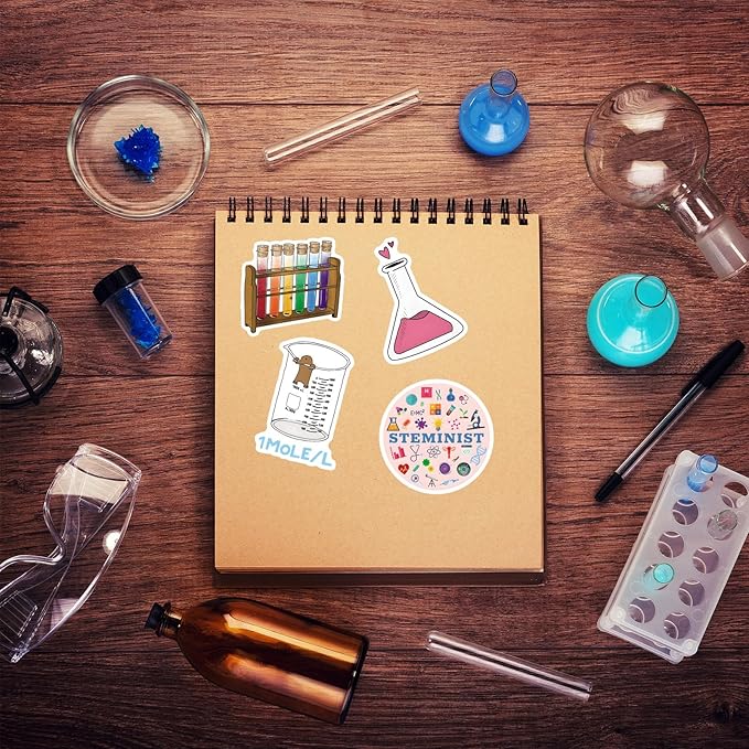 110pcs Science Stickers Pack, Chemistry, Biology, Physics, Science Classroom Decor for School Teacher Student Laboratory Sticker Decals for Laptop Water Bottle Notebook Science Party Favors and Decor