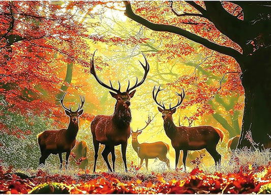 1000 Piece Jigsaw Puzzle for Adults - Autumn Elk Mountain Landscape, Challenging Nature Therapy Puzzle 27.5x19.7 Inch - Difficult & Unique Art Puzzle