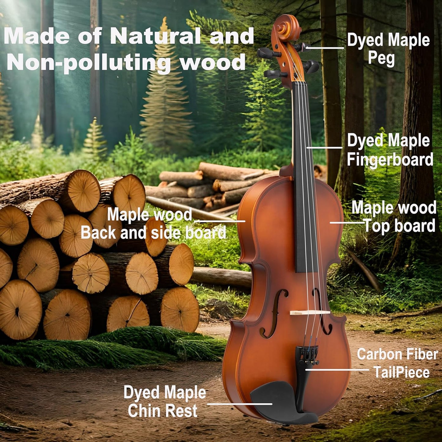 Handcrafted Premium Violin Outfit for Kids Beginner, Student, and Adults -Perfect Your Sound and Unlock Your Musical Potential with Confidence. (Matte Antique, 1/2)