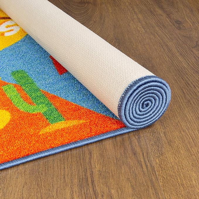 KC Cubs 8x10 USA United States Map Toy Car Road Rug – Educational Play Mat Carpet for Kids, Toddlers, Nursery, Classroom, Playroom, Baby Daycare