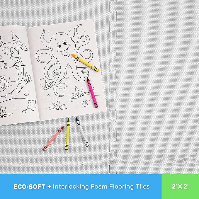 FlooringInc's 1/2" Soft Non-Toxic Baby Play Mat, Toddler Playmat, Colorful Puzzle PlayMat, Floor Mats for Kids & Babies, EVA Foam Interlocking Tiles for Nursery & Playroom | White, 78 Tiles, 312 Sq/Ft