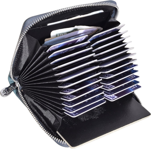 Easyoulife Genuine Leather Credit Card Holder Case RFID Travel Passport Wallet