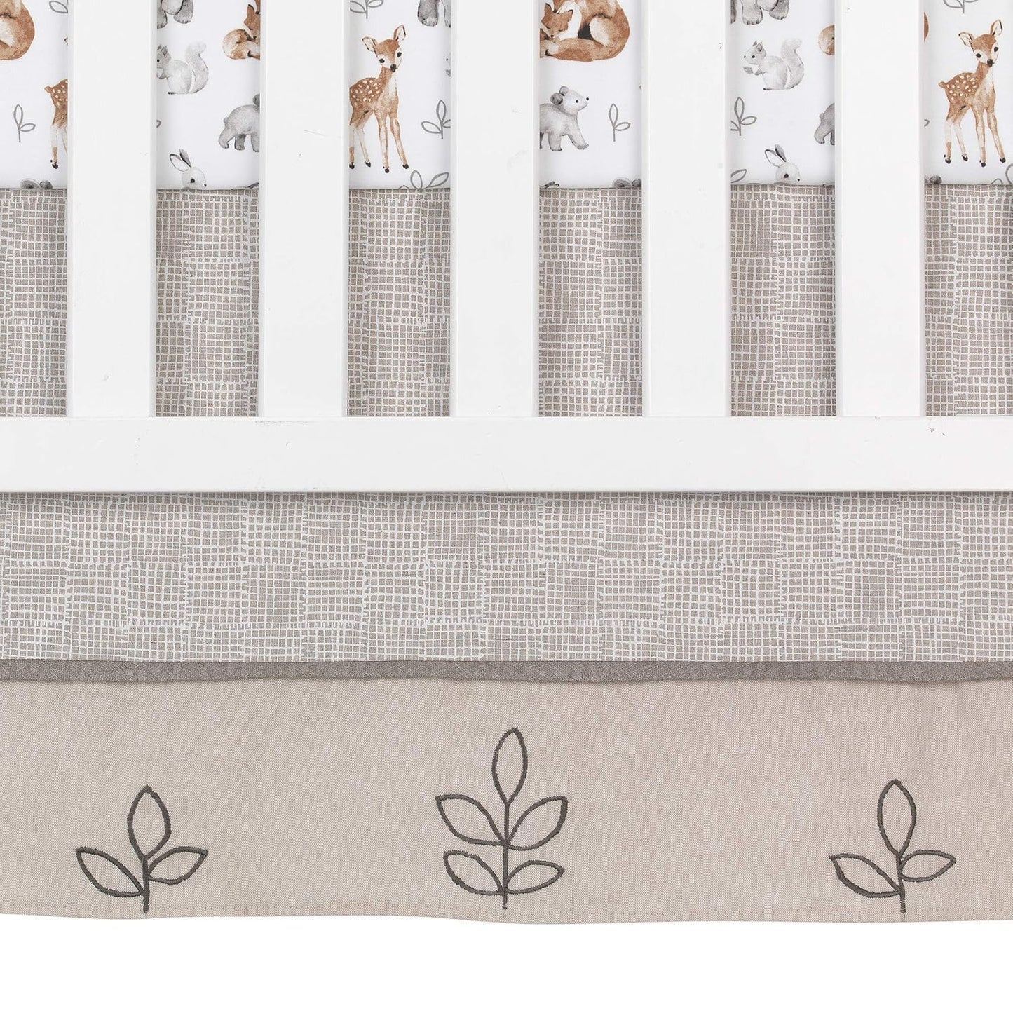 Lambs & Ivy Painted Forest 4-Piece Crib Bedding Set - Gray, Beige, White