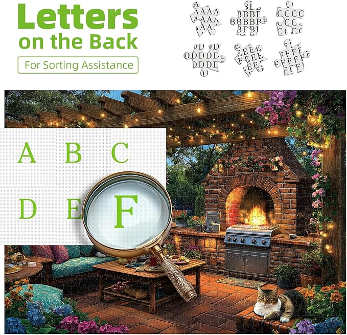 1000 Piece Jigsaw Puzzle for Adults - Challenging Garden Patio Scene with Twinkling Lights, Vibrant Hydrangeas - 27.5"x19.7" Art Puzzle, Unique Gift for Game Nights