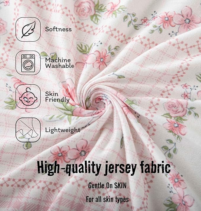 SDY Floral Baby Bassinet Sheets Set 2 Pack,Soft Bassinet Fitted Sheets for Boys Girls,Universal Fit for Bassinets Baby Cradle Moses Basket Oval Rectangle Mattress Set 32 * 16 * 4 inches (Pink Floral)
