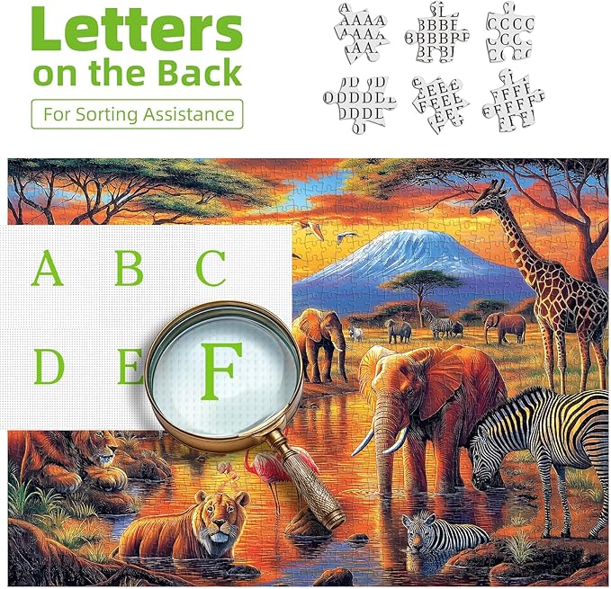 1000 Piece African Safari Jigsaw Puzzle - Wildlife Photography Art, Challenging Animal Puzzle for Adults 27.5x19.7 Inch