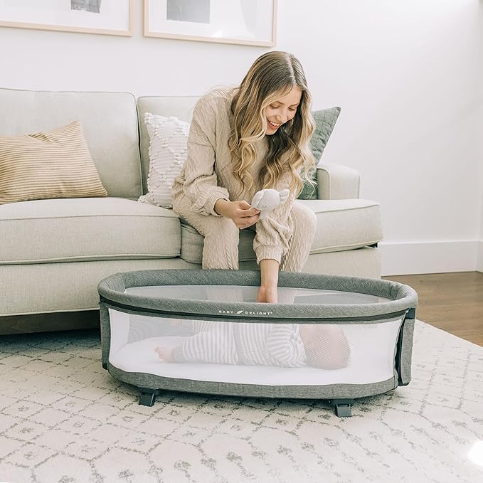 Baby Delight Beside Me Nova | Bedside Bassinet | Removable and Portable Bed | for Infants 0 – 5 Months | Charcoal Tweed