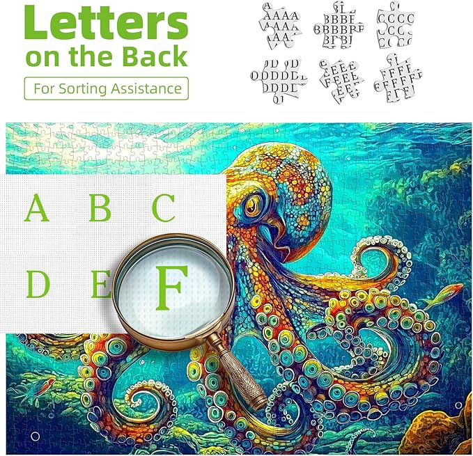 1000 Piece Jigsaw Puzzle for Adults - Colorful Octopus Ocean Art Puzzle, 27.5x19.7 Inches Challenging Adult Puzzles for Relaxation, Home Decor & Gift