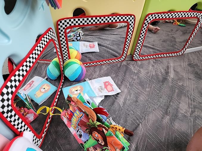 Genius Baby Toys Reversible Crib Mirror With High Contrast Colors - Easy to Attach, Lightweight and Portable - Great for Tummy Time