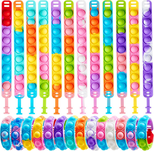 JOYIN Pop Fidget Toys Pop Its Bulk 50 Pack Party Favors for Kids 4-8,8-12 Year, Fidget Bracelets Sensory Toys for Classroom Birthday Carnival Prizes Gifts Goodie Bags Stuffers for Kids
