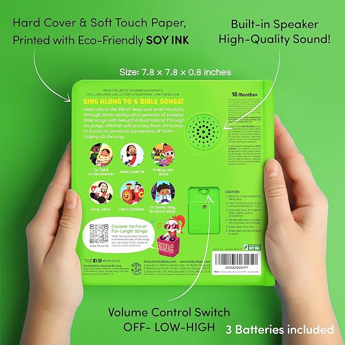 Jesus Loves Me Christian Sound Books for Kids - 6 Bible Songs - Christening, Baptism Gifts for Boys and Girls - Religious Toys, Interactive Music Books for Toddlers - Baby Dedication