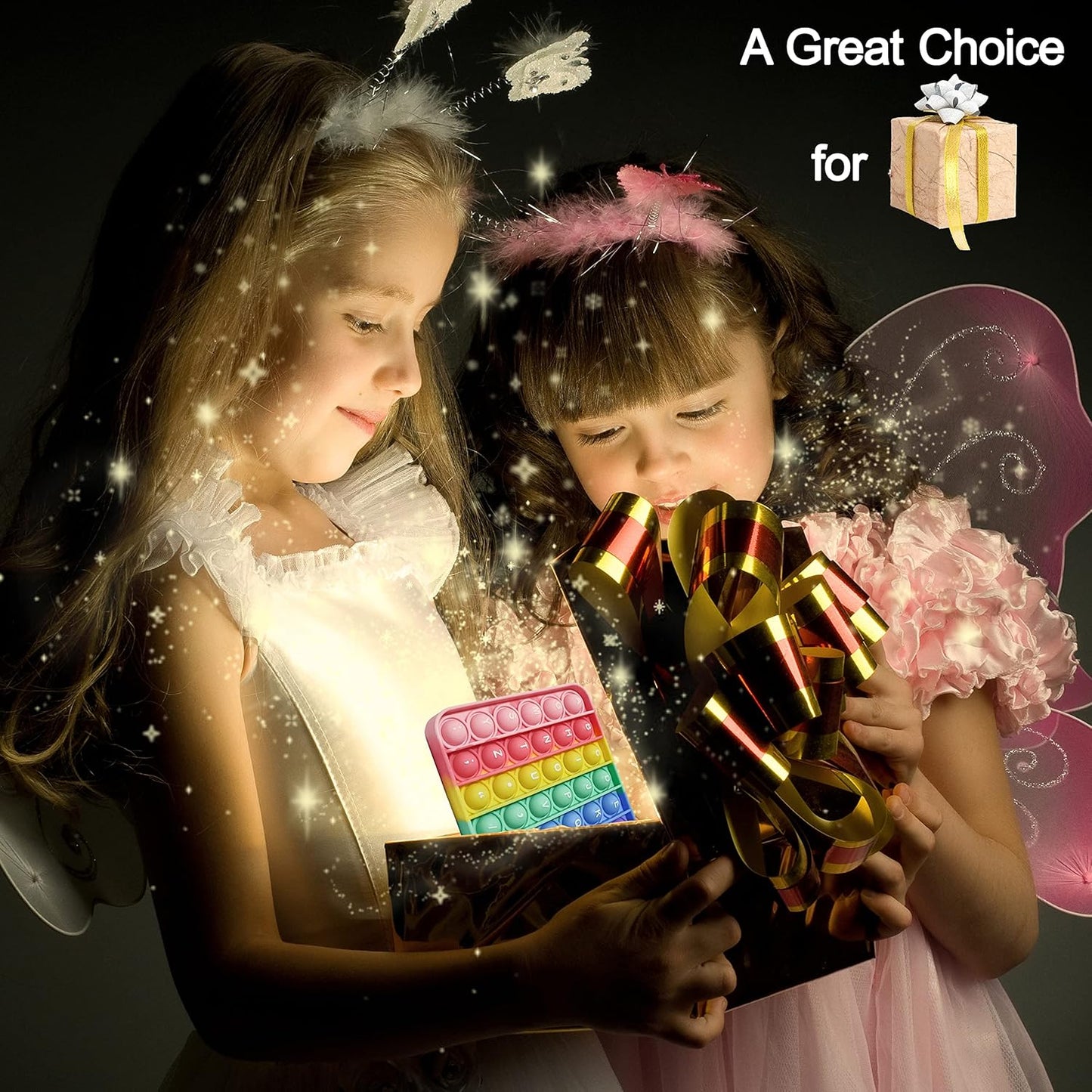 Alphabet Pop Fidget Toy Letters ABC Numbers Learning and Educational Toys Square Sensory Toys Popper Games Stress Relief Gifts for Kids Macaron 2 Packs Single Side(Uppercase and Lowercase Letters)