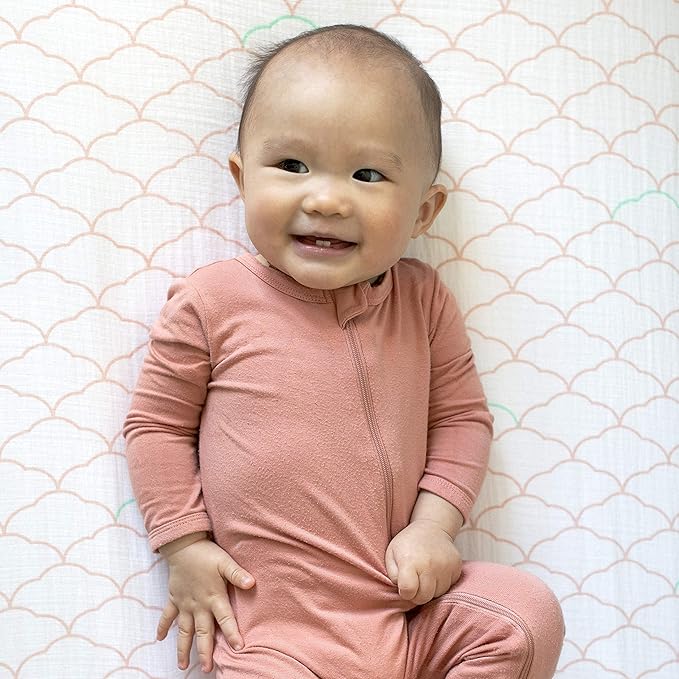 Newton Baby Fitted Single Layer Crib Sheet (2-Pack) - Ultra Breathable and Soft, Organic Cotton, Fits All Standard Cribs, Blush Coral White