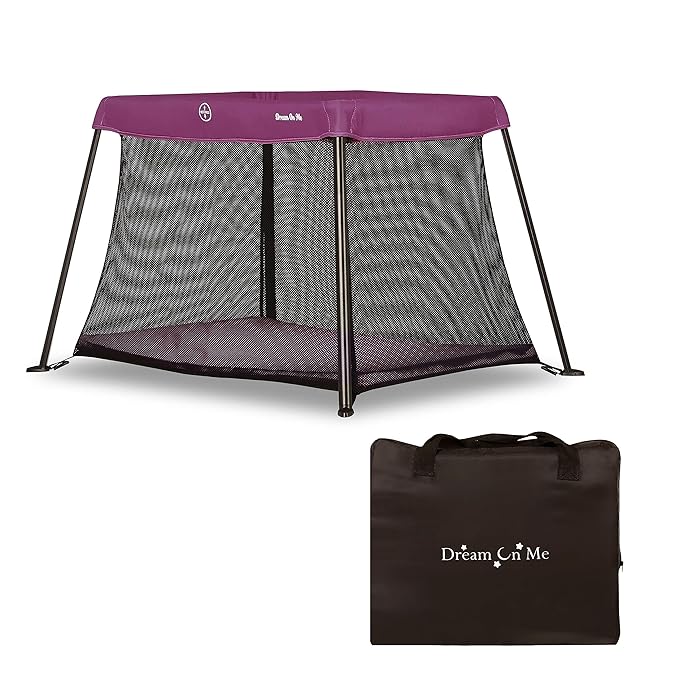 Dream On Me Travel Light Playard | Award-Winning Portable Baby Play Yard & Travel Crib | Lightweight Foldable Design with Padded Mattress