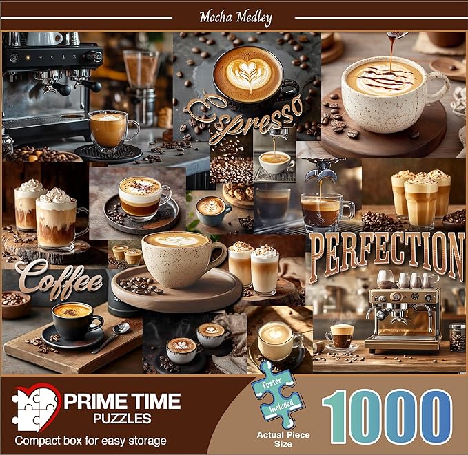 1000 Piece Collage Jigsaw Puzzle for Adults - Coffee Latte Espresso Collage - Challenging Puzzle Perfect for Game Nights - 1000 Piece for Adults. 20x27 inches (Mocha Medley)