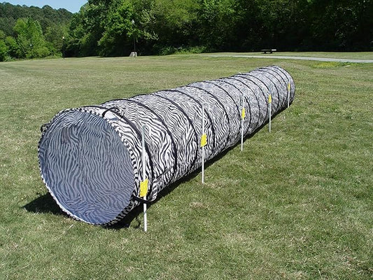 14' Dog Agility Tunnel with Stakes, Multiple Colors Available (Zebra)