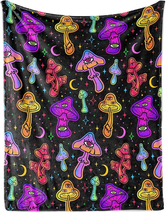 Mushroom Fleece Blankets Throw Blanket for Couch Gifts for Mushroom Lovers Soft Cozy Plush Bed Stuff Couch Living Room Decor for Kids Adults