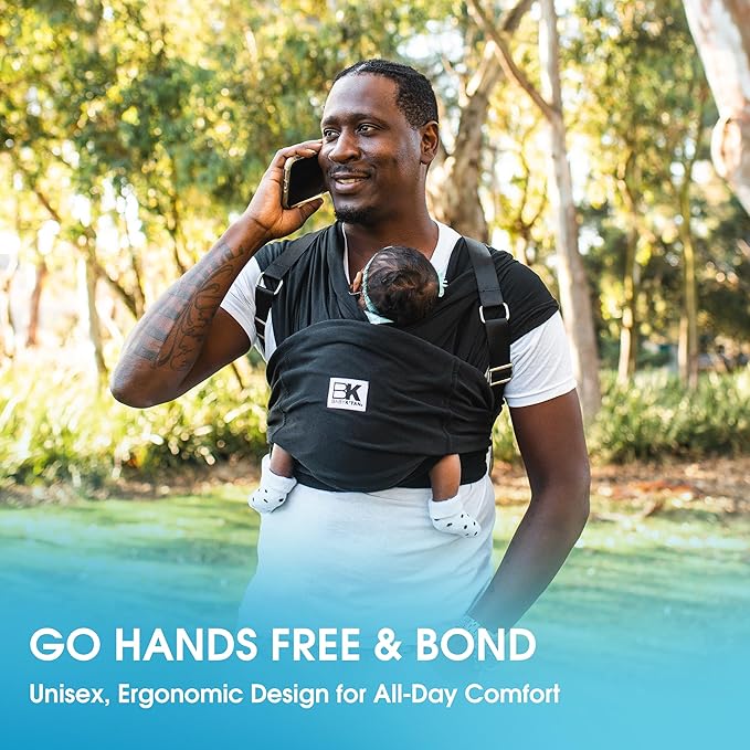 Original Baby K'tan Baby Carrier: #1 Easy Pre-Wrapped, Soft, Slip-On, No Rings, No Buckles | 5 in 1 Baby Sling Gift | The Best Hands Free Infant Wrap | Black | Medium