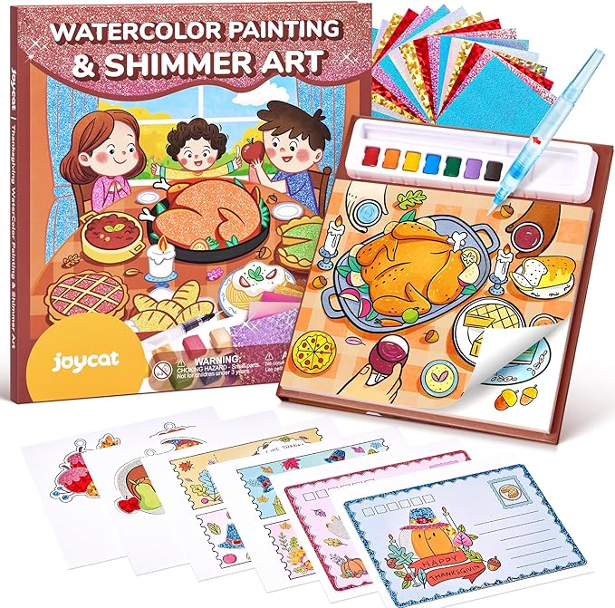 JoyCat Paint with Water Coloring Books, Art & Craft Activity, No Mess Art for Kids Ages 4-8, Craft Kits & Supplies, DIY Creative Activity, Presents for Girls & Boys (Thanksgiving)
