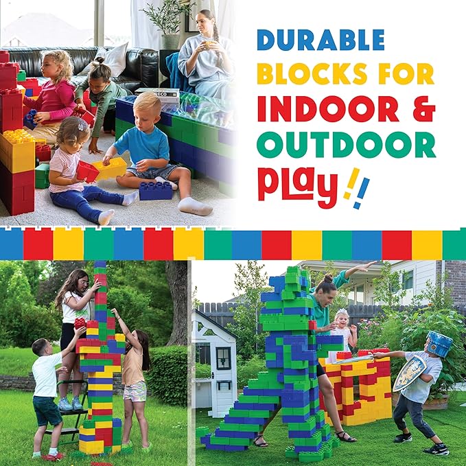 Large Building Blocks for Kids Ages 3-8 – 288 Piece Mega Set – Indoor & Outdoor STEM Toy for Boys & Girls