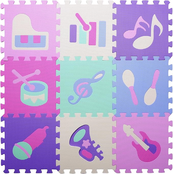 Coolcandy Baby Play Mat Without Fence, 9Pcs Interlocking Puzzle Floor Mat, 0.4" Thick Non-Toxic EVA Foam Play Mat, for Infants & Toddlers 3-36 Months, Soft Puzzle Tiles for Play Areas