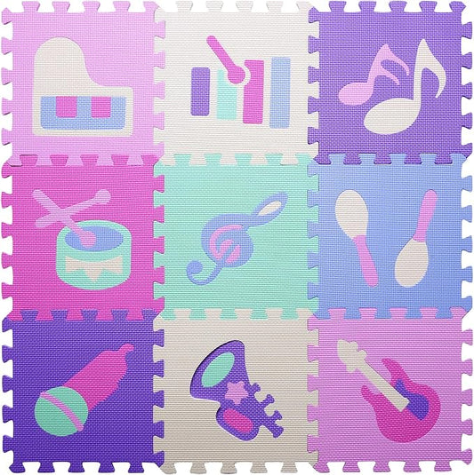 Coolcandy Baby Play Mat Without Fence, 9Pcs Interlocking Puzzle Floor Mat, 0.4" Thick Non-Toxic EVA Foam Play Mat, for Infants & Toddlers 3-36 Months, Soft Puzzle Tiles for Play Areas