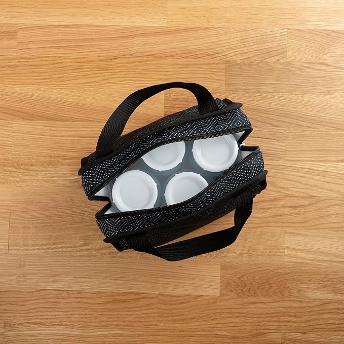 Dr. Brown's Fold & Freeze Bottle Tote, Travel Baby Bottle Insulated Cooler Bag, Store Up to 6 Baby Bottles, Black, BPA Free