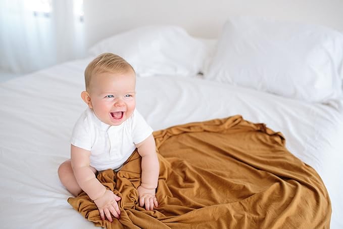 Copper Pearl Baby Swaddle Blanket - Premium Knit Baby Blanket, Large Soft Stretchy Receiving Blankets for Baby Boy and Girl, Swaddles for Newborn, Infant, and Toddler (Camel)