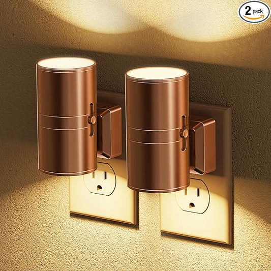 JandCase Night Light, LED Night Lights Plug into Wall, 2 Pack Automatic Nightlight with Light Sensor, 3000K Soft White 0-100LM Dimmable Modern Nightlight for Kids Bedroom Hallway