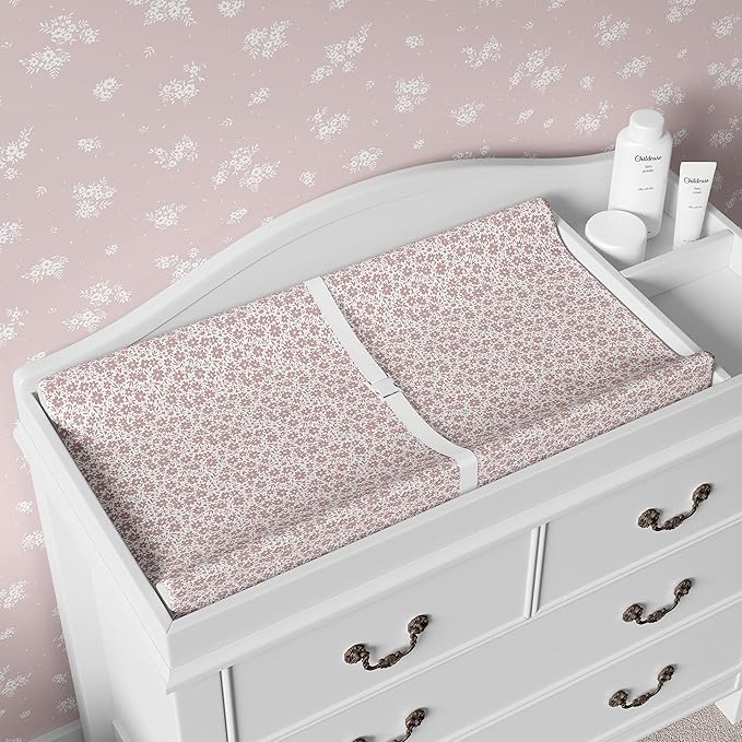 Baby Changing Pad Cover 2-Pack for Girls (Antique Rose) - Premium Fitted Sheets Baby Diaper Changing Table Cover - Buttery Soft Cotton Blend